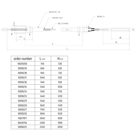 NB PARTS Bremsseil 1340/1130mm Glocke Ø18.5x22.0mm  M8 passend für KNOTT