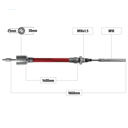 Bremsseil 1660/1400mm Glocke Ø30mm  M16/M10
