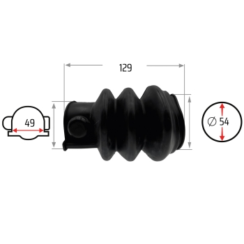 NB PARTS Faltenbalg 3 Falten 49/54mm 129mm passend für ALKO 131R 161/251 R/S/VB 251G 150/200V