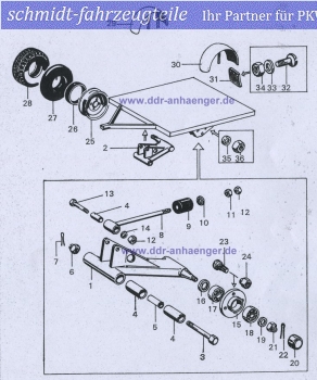 3 und 4 - Loch Radnabe für DDR Anhänger