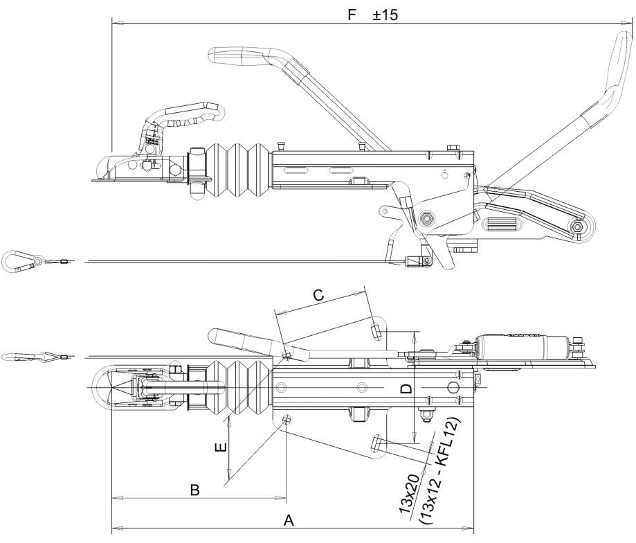 Freno Di Emergenza Knott KF20 A Per Rimorchio Con Timone A V - 1100-2000kg Completo Di Consolle