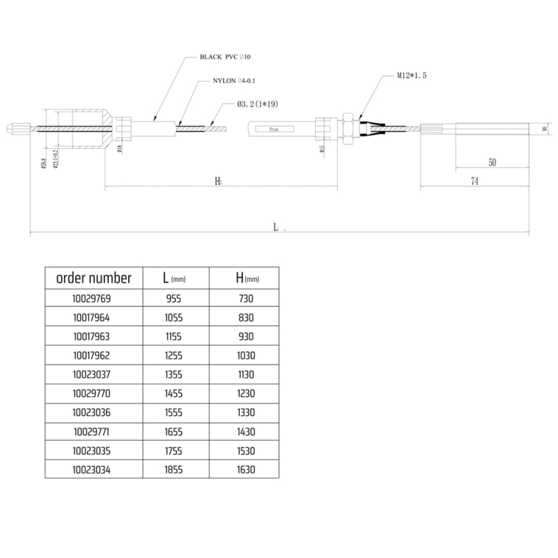 Knott Bremsseil mit 22 mm Glocke HL 1130 Bowdenzug