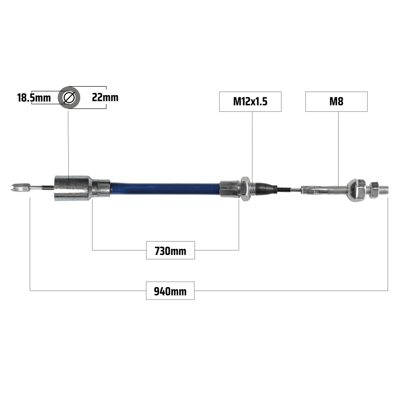 Bremsseil 940/730mm Glocke Ø18.5x22.0mm  M8 passend für KNOTT Bremse 33921-1.06
