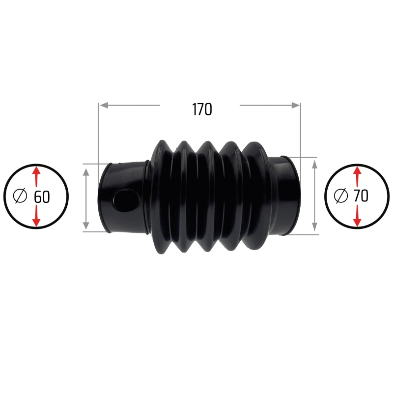 NB PARTS Faltenbalg 5 Falten 60/70mm 170mm passend für PEITZ SR/-x BPW ZFKR/ZGKR-x