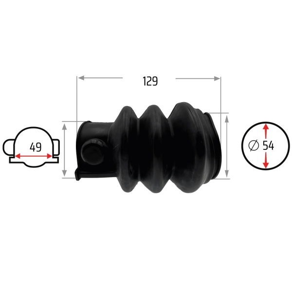 NB PARTS Faltenbalg 3 Falten 49/54mm 129mm passend für ALKO 131R 161/251 R/S/VB 251G 150/200V