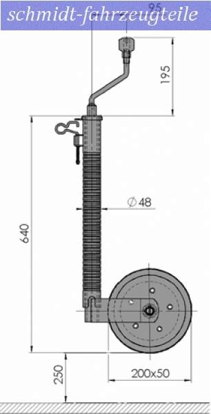 Stützrad / Bugrad 48 mm 200x50