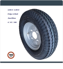 DDR Anhänger Kenda Komplettrad / Ersatzrad 4.00 / 4.80 - 8 Schlauchlos auf Felge mit 62 mm Nabengröße - DA100000